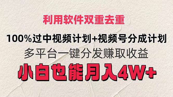 利用软件双重去重，100%过中视频+视频号分成计划小白也可以月入4W+ - 智识科技网-智识科技网