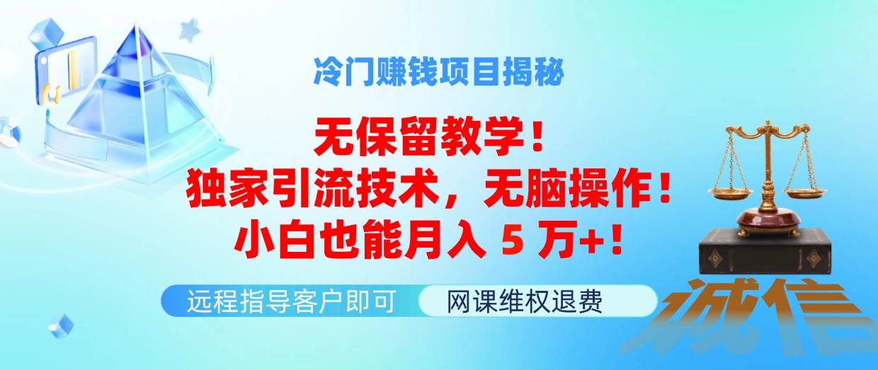 冷门赚钱项目无保留教学！独家引流技术，无脑操作！小白也能月入5万+！ - 智识科技网-智识科技网