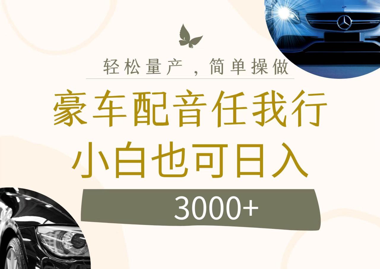 不为人知的暴力小项目，豪车配音，日入3000+ - 智识科技网-智识科技网