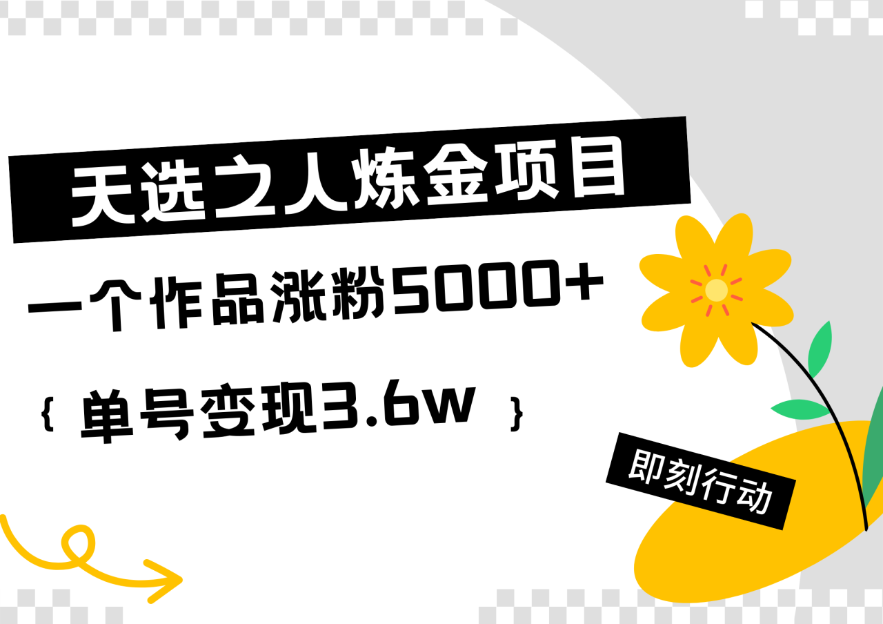 天选之人炼金热门项目，一个作品涨粉5000+，单号变现3.6w - 智识科技网-智识科技网