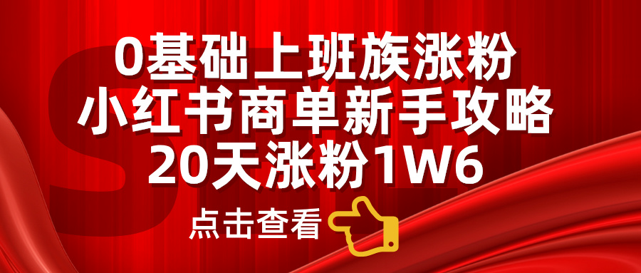 0基础上班族涨粉，小红书商单新手攻略，20天涨粉1.6w - 智识科技网-智识科技网