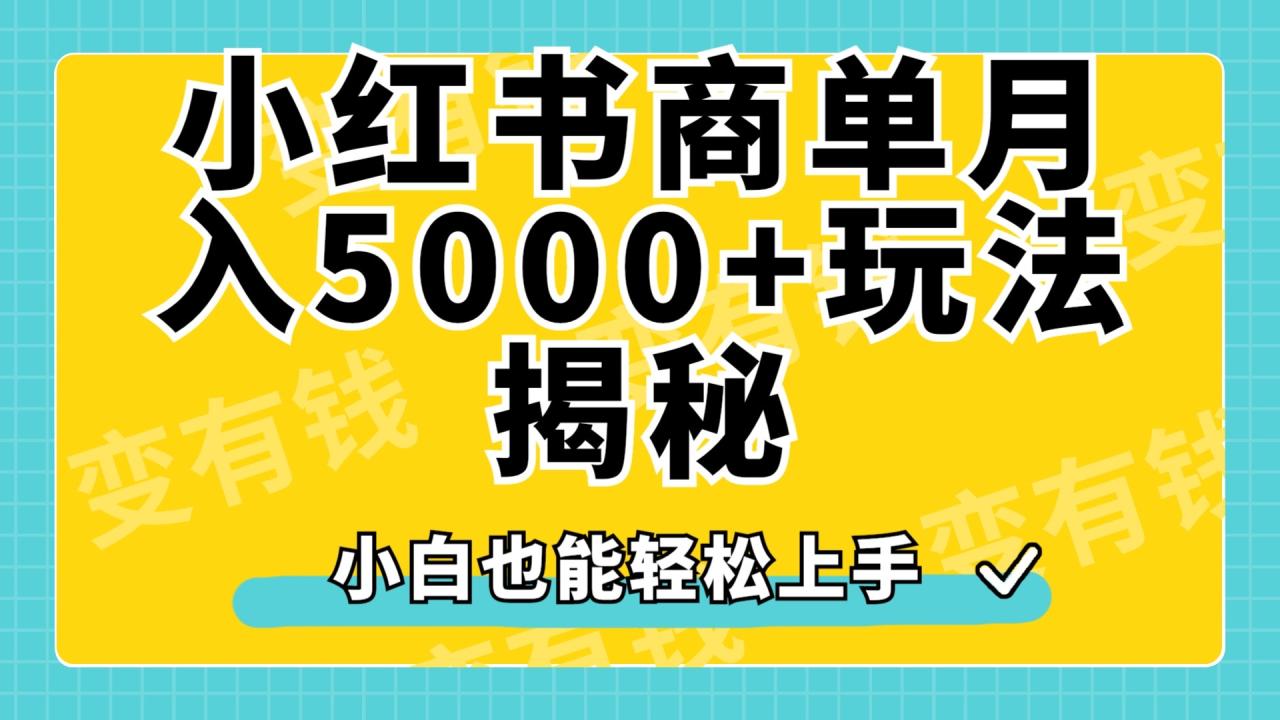 小红书商单原创起号玩法揭秘，小白月入5000+ - 智识科技网-智识科技网