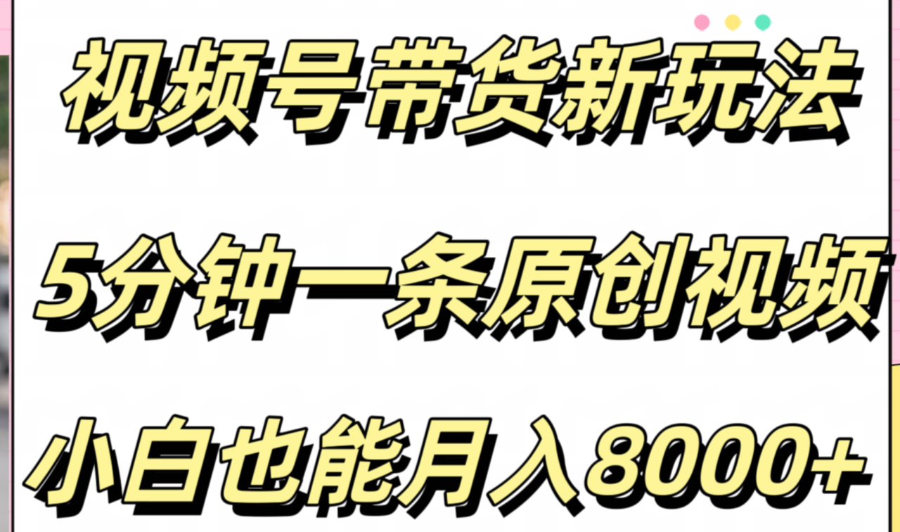 视频号带货新玩法，5分钟一条原创视频，小白也能月入8000+ - 智识科技网-智识科技网