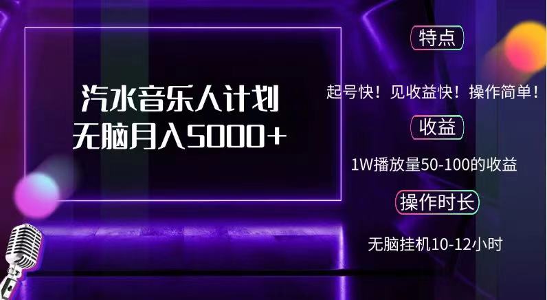 抖音汽水音乐人，计划无脑月入5000+ - 智识科技网-智识科技网