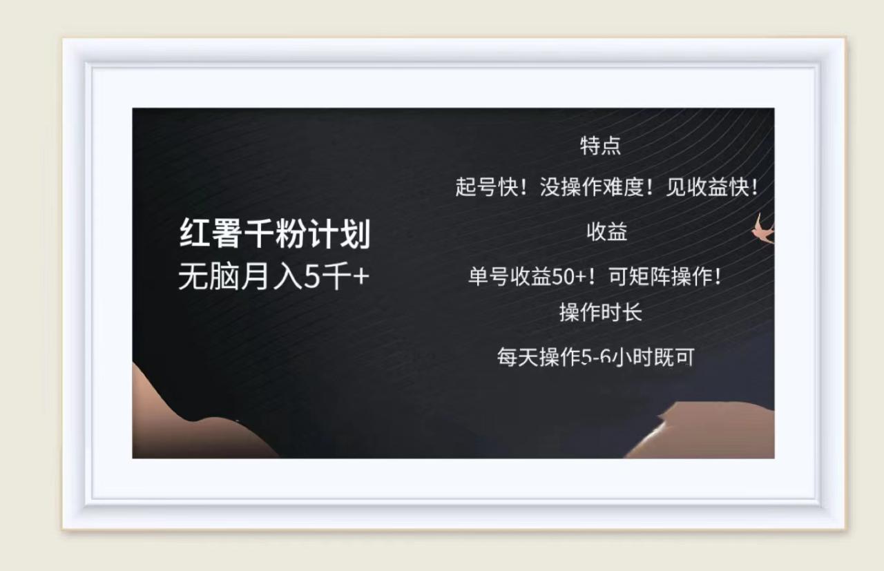 红薯千粉计划无脑月入5千➕！既做既赚！ - 智识科技网-智识科技网
