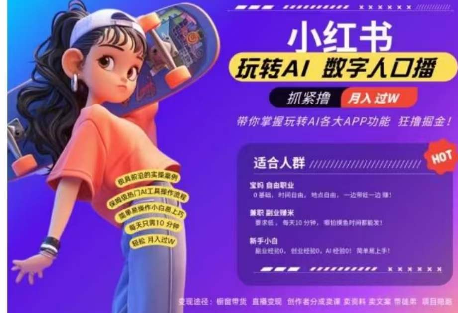 小红书数字人暴力起号，AI改写文案，流量火爆月入破W轻松拿捏，再也不用费劲录口播 - 智识科技网-智识科技网