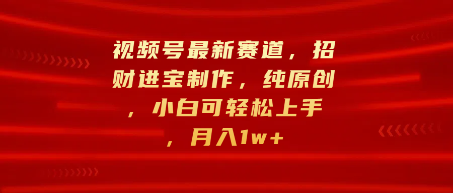 视频号最新赛道，招财进宝制作，纯原创，小白可轻松上手，月入1w+ - 智识科技网-智识科技网
