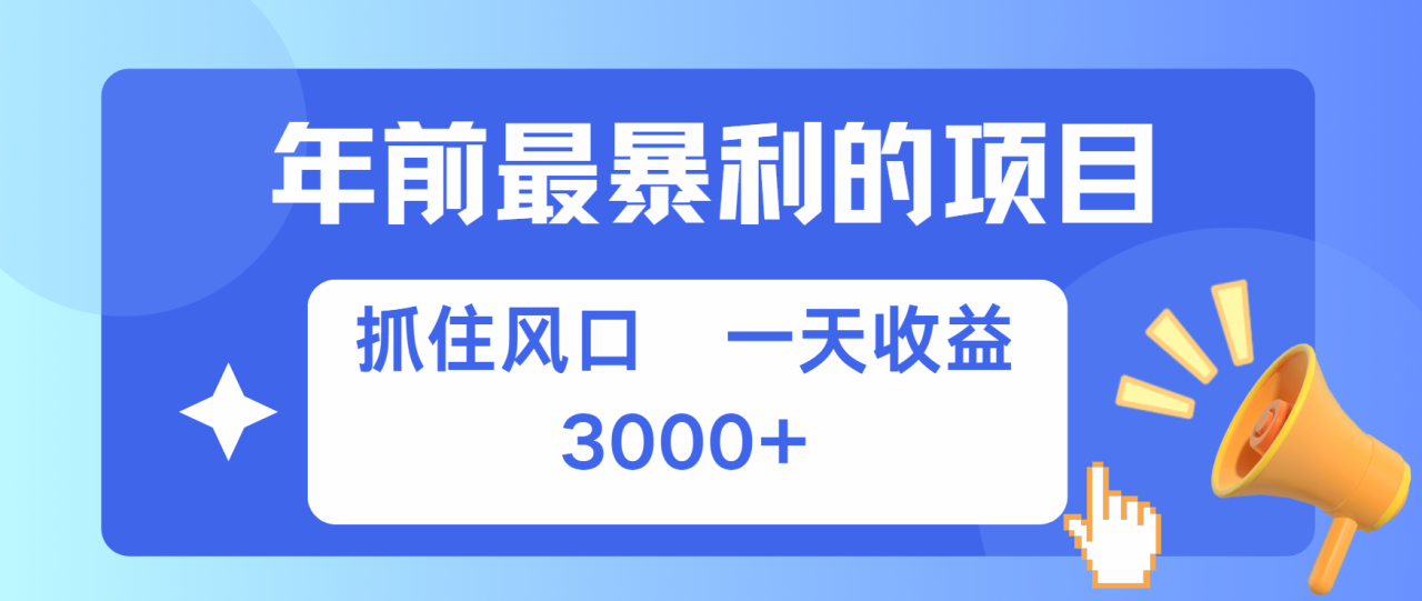 年前最赚钱的项目之一，可以过个肥年 - 智识科技网-智识科技网
