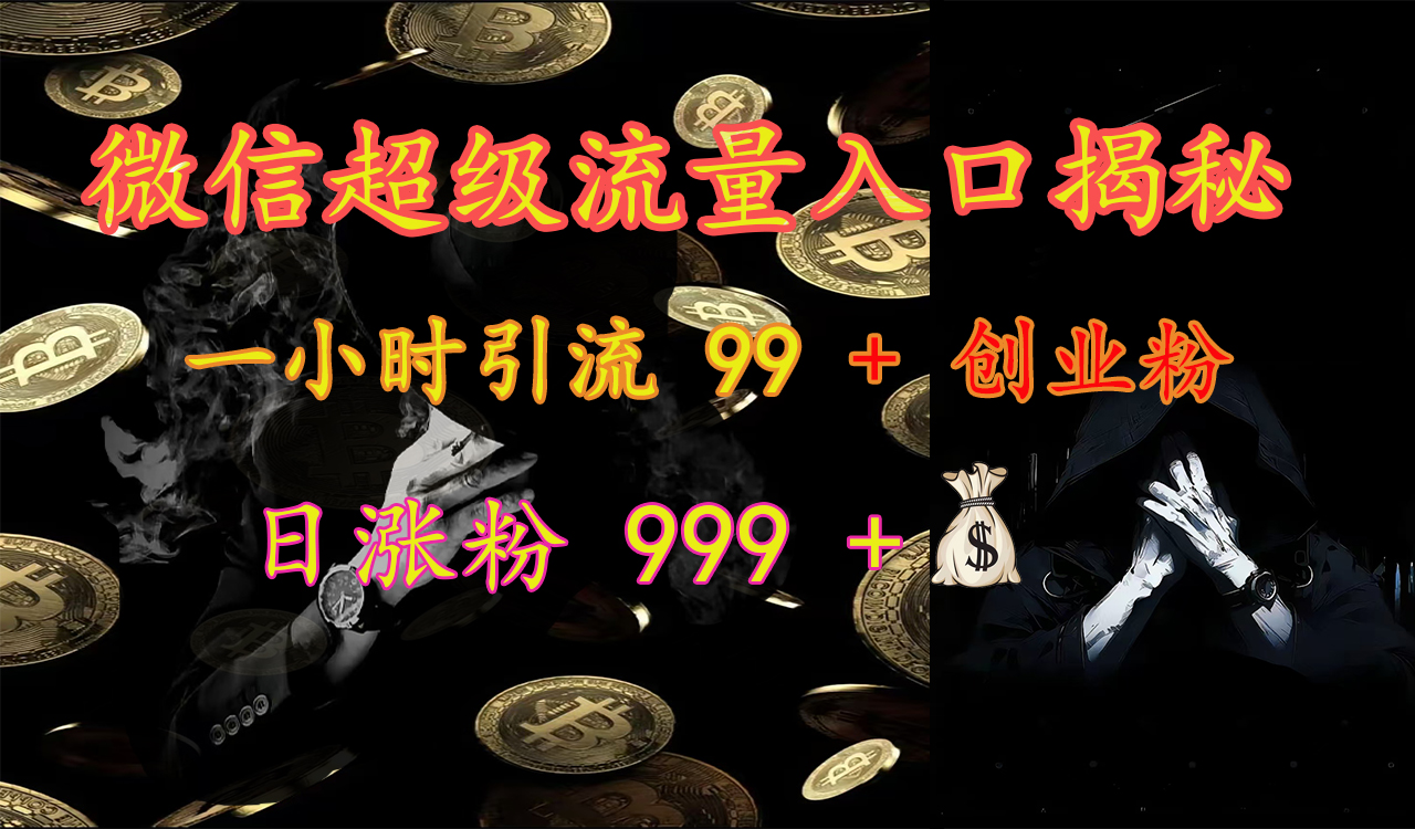 微信超级流量入口揭秘：一小时引流 99 + 创业粉，日涨粉 999 +【揭秘】 - 智识科技网-智识科技网