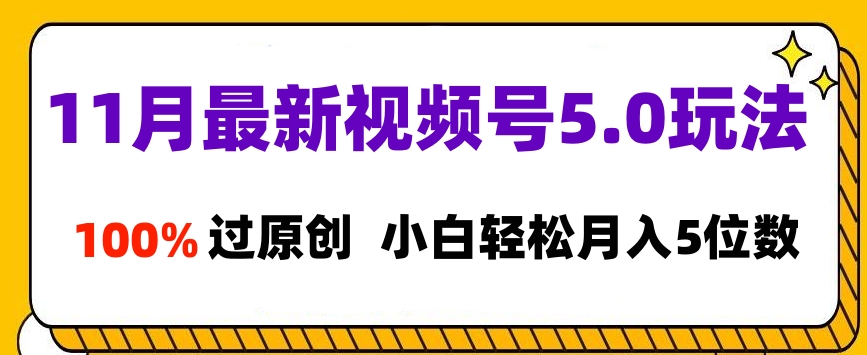 11月最新视频号5.0玩法，100%过原创，小白轻松月入5位数 - 智识科技网-智识科技网
