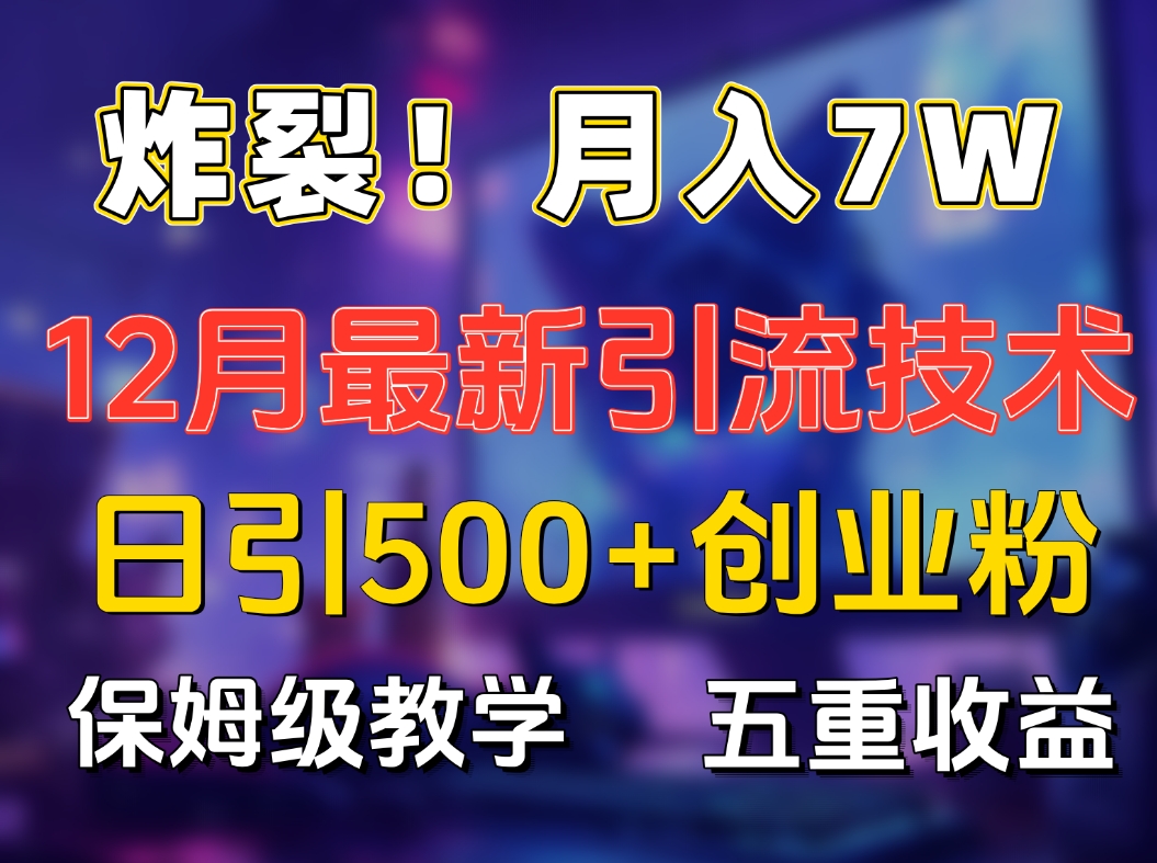 炸裂！月入7W+揭秘12月最新日引流500+精准创业粉，多重收益保姆级教学 - 智识科技网-智识科技网