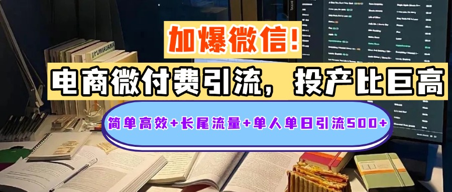 电商微付费引流，投产比巨高，简单高效+长尾流量+粉丝质量高，单人单日引流500+创业粉 - 智识科技网-智识科技网