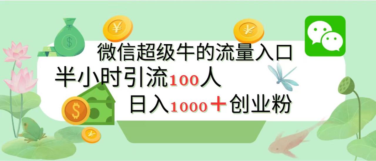 新的引流变现阵地，微信超级牛的流量入口，半小时引流100人，日入1000+创业粉 - 智识科技网-智识科技网