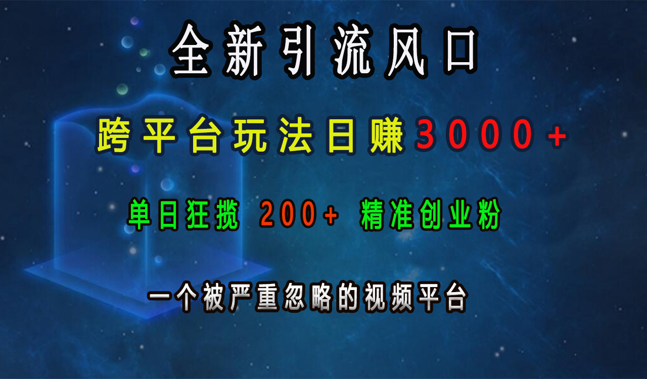 全新引流风口，跨平台玩法日赚3000+，单日狂揽200+精准创业粉，一个被严重忽略的视频平台 - 智识科技网-智识科技网