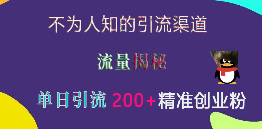 不为人知的引流渠道，流量揭秘，实测单日引流200+精准创业粉 - 智识科技网-智识科技网
