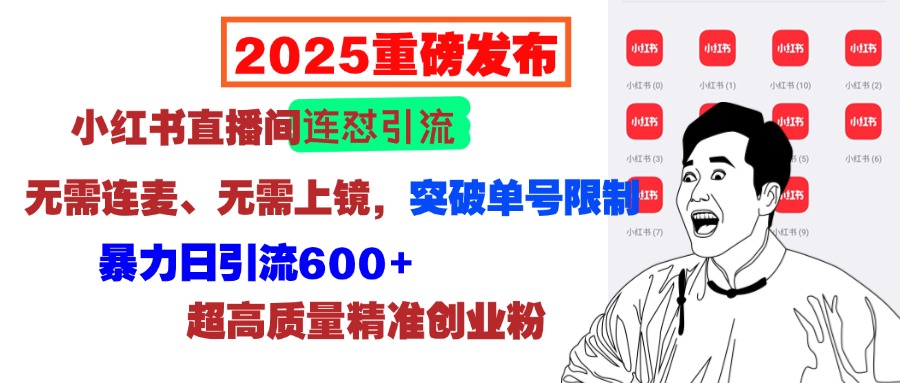 2025重磅发布：小红书直播间连怼引流，无需连麦、无需上镜，突破单号限制，暴力日引流600+超高质量精准创业粉 - 智识科技网-智识科技网