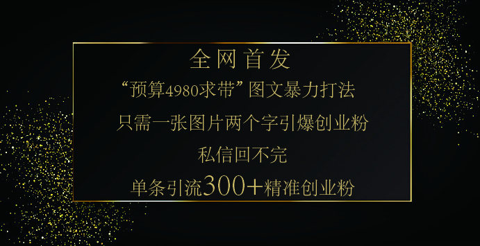小红书，“预算 4980 带我飞” 的神奇图片引流法，堪称涨粉核武器！只需一张图，就能单条笔记凭借此方法，轻松引流 300 + 精准创业粉！ - 智识科技网-智识科技网