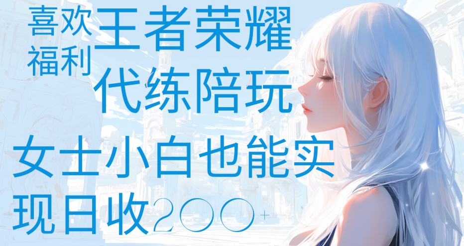 王者荣耀代打陪练喜欢王者的福利边玩还能多个收入女士小白也能轻松实现日收200+ - 智识科技网-智识科技网