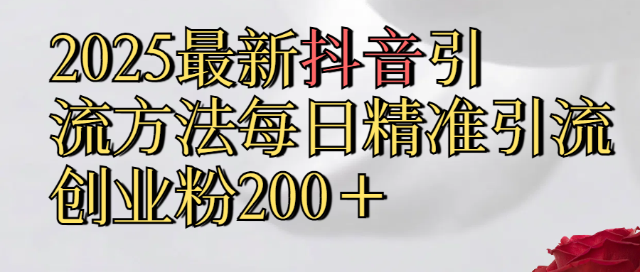 2025最新,抖音引流,方法每日精准引流创业粉300＋ - 智识科技网-智识科技网