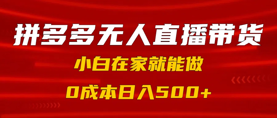 拼多多无人直播带货，小白在家就能做，0成本日入500+ - 智识科技网-智识科技网