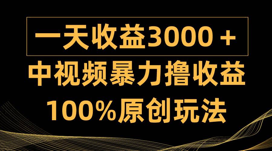 中视频暴力撸收益，日入3000＋，100%原创玩法，小白轻松上手多种变现方式 - 智识科技网-智识科技网