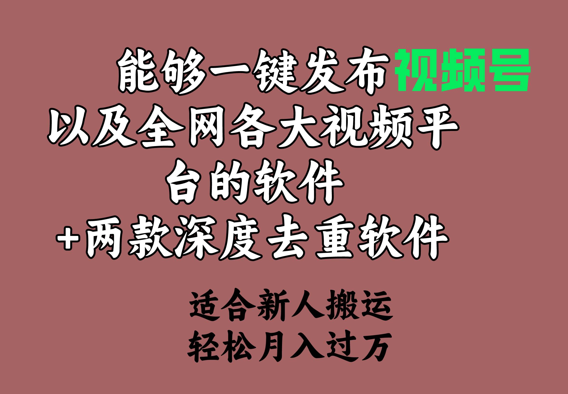 能够一键发布视频号以及全网各大视频平台的软件+两款深度去重软件 适合... - 智识科技网-智识科技网