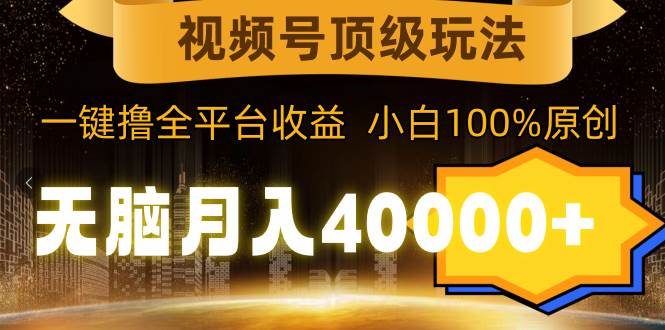 视频号顶级玩法，无脑月入40000+，一键撸全平台收益，纯小白也能100%原创 - 智识科技网-智识科技网