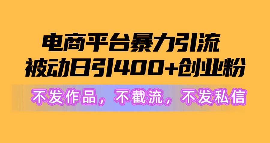 电商平台暴力引流,被动日引400+创业粉不发作品，不截流，不发私信 - 智识科技网-智识科技网