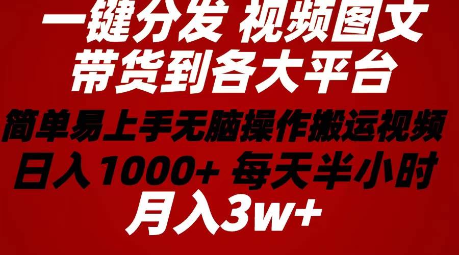 2024年 一键分发带货图文视频 简单易上手 无脑赚收益 每天半小时日入1... - 智识科技网-智识科技网