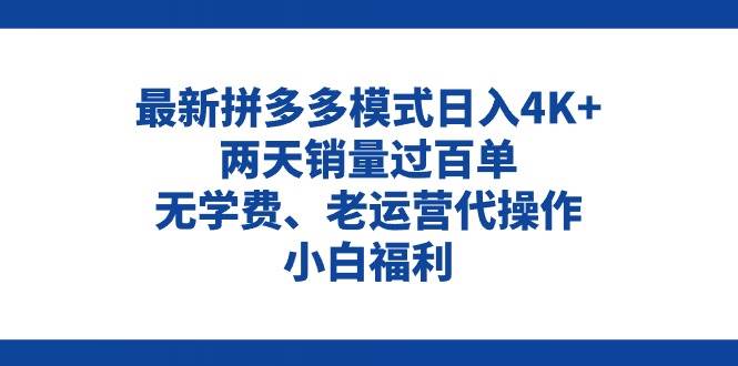拼多多最新模式日入4K+两天销量过百单，无学费、老运营代操作、小白福利 - 智识科技网-智识科技网