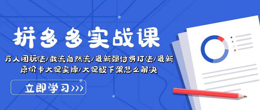 拼多多·实战课：万人团玩法/截流自然流/最新强付费打法/最新原价卡大促.. - 智识科技网-智识科技网