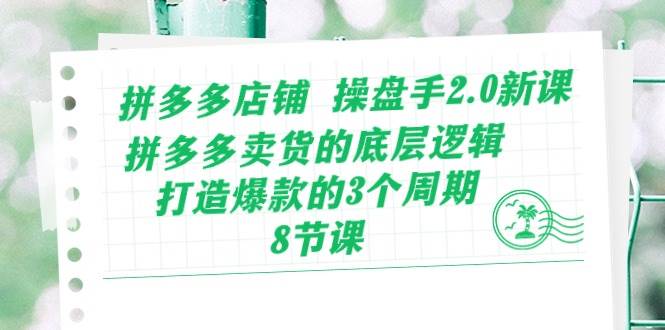拼多多店铺 操盘手2.0新课，拼多多卖货的底层逻辑，打造爆款的3个周期-8节 - 智识科技网-智识科技网
